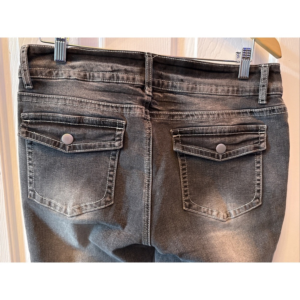 Flamingals Straight Leg Jeans Women 2XL Black NEW Distressed Mid-Rise 30.5 In - Picture 10 of 16